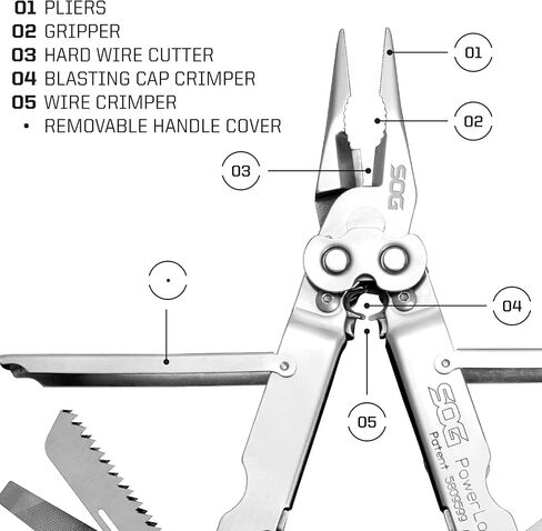 SOG PowerLock متعدد الأدوات - تقنية الرافعة المالية المركبة مع جهاز تجعيد التخلص من الذخائر المتفجرة، هيكل من الفولاذ المقاوم للصدأ 420، 18 أداة متخصصة خفيفة الوزن (B61N-CP)، أسود in Kuwait