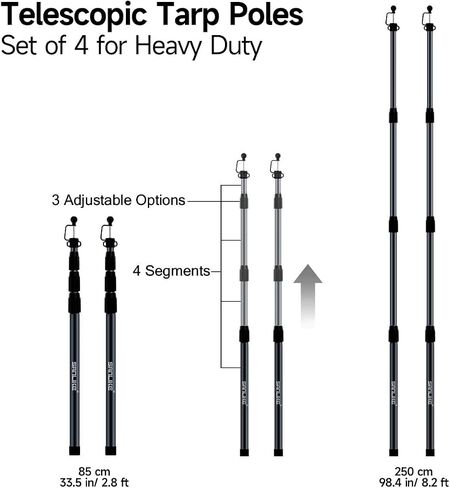 SANLIKE Tent Poles for Tarp, 98 in Tarp Poles Set of 2, Tent Poles Replacement, Telescoping Pole, Canopy Poles, Camping Poles for Rooftop Tents, Trekking Pole Tent for Rain Fly, Camper, Awning – Black in Saudi Arabia