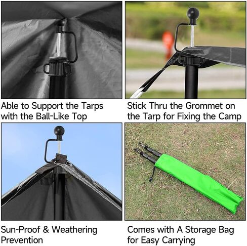 SANLIKE Tent Poles for Tarp, 98 in Tarp Poles Set of 2, Tent Poles Replacement, Telescoping Pole, Canopy Poles, Camping Poles for Rooftop Tents, Trekking Pole Tent for Rain Fly, Camper, Awning – Black in Saudi Arabia