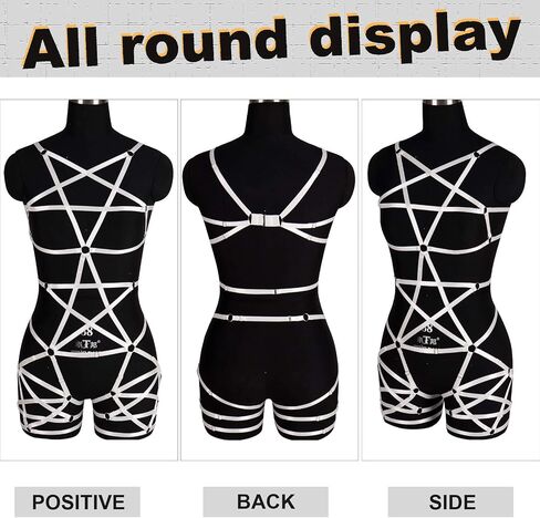 Women Punk Full Body Harness Pentagram Garter Belt Strappy Suspender Lingerie Gthic Dance Rave Costume in Saudi Arabia
