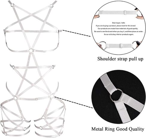 Women Punk Full Body Harness Pentagram Garter Belt Strappy Suspender Lingerie Gthic Dance Rave Costume in Saudi Arabia