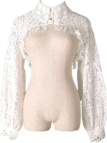 GRAJTCIN Women's Detachable Dickey Collar Long Sleeves Lace Blouse Fake Collar Half Shirt in Kuwait