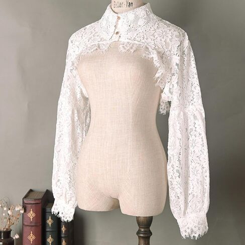GRAJTCIN Women's Detachable Dickey Collar Long Sleeves Lace Blouse Fake Collar Half Shirt in Kuwait