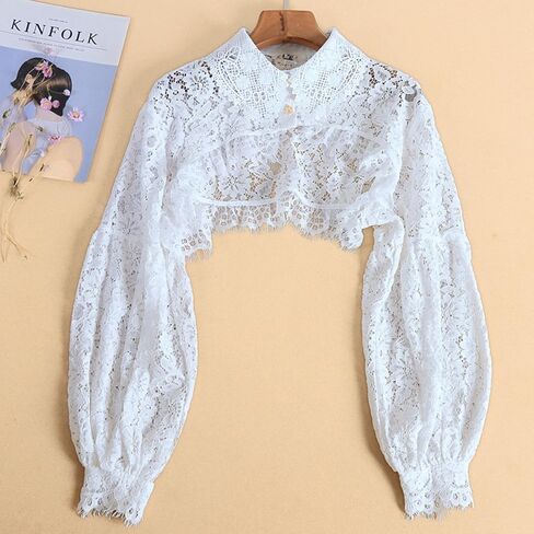 GRAJTCIN Women's Detachable Dickey Collar Long Sleeves Lace Blouse Fake Collar Half Shirt in Kuwait