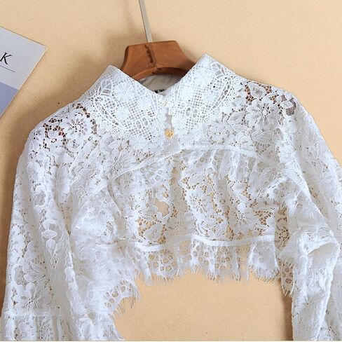 GRAJTCIN Women's Detachable Dickey Collar Long Sleeves Lace Blouse Fake Collar Half Shirt in Kuwait