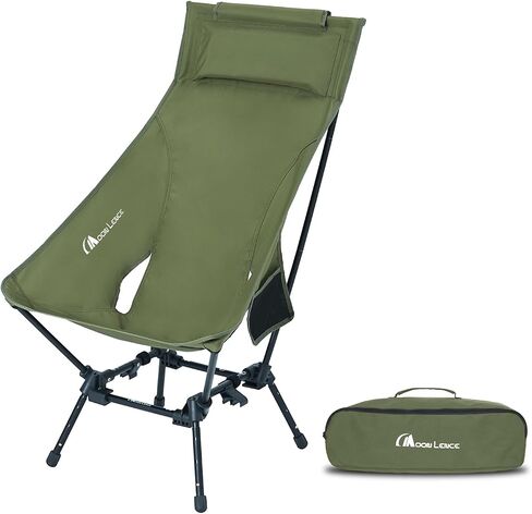 MOON LENCE High Back Folding Camping Chairs, Comfy Head Support, 5 Modes Choice, Portable Lightweight, Beach Lawn Camp Chair, with Height-Adjustable Legs & Anti-Sinking Feet in Kuwait