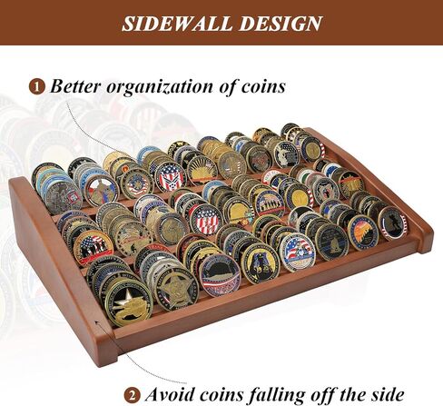 Challenge Coin Display Holder, 12 Rows Wooden Military Coin Stand Holds 80-100 Coins, Army Coin Display Rack for Desk (Black Finish) in Saudi Arabia