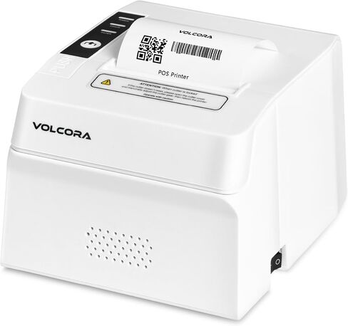 طابعة إيصالات حرارية من فولكورا، طابعة POS مقاس 80 مم مع قاطع تلقائي، واجهة USB/بلوتوث لنظام التشغيل Windows/MAC/Linux، ESC/POS يدعم درج النقود، طابعة مطبخ عالية السرعة، حامل على الحائط، أبيض in Saudi Arabia