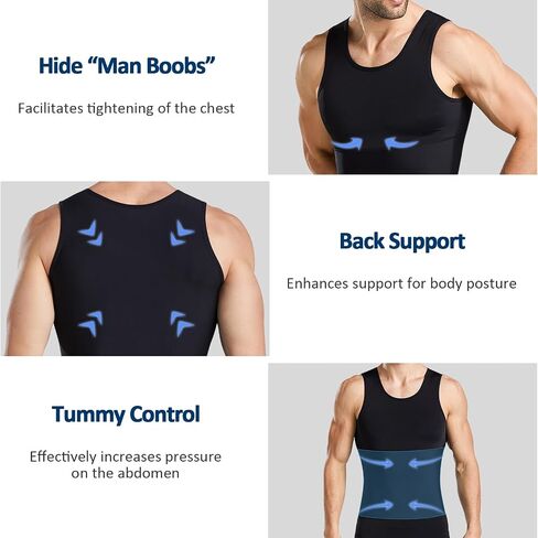 Men's Slimming Vest Compression Shirt Tank Top for Tummy Control Body Shaping Gynecomastia Compression Undershirts in Saudi Arabia