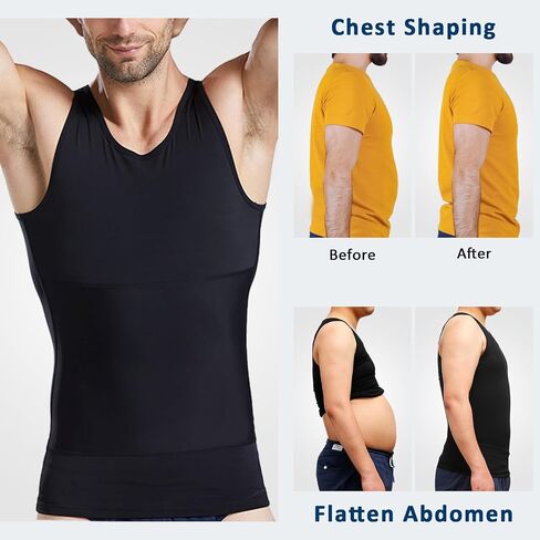 Men's Slimming Vest Compression Shirt Tank Top for Tummy Control Body Shaping Gynecomastia Compression Undershirts in Saudi Arabia