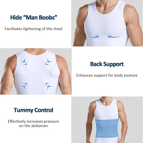 Men's Slimming Vest Compression Shirt Tank Top for Tummy Control Body Shaping Gynecomastia Compression Undershirts in Saudi Arabia