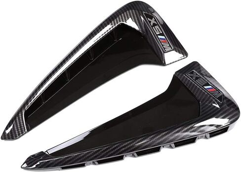 Car Xdrive Emblem Shark Gills Side Air Flow Fender Vent Decoration Cover Trim for BMW X5 f15 X5M F85 2014-2018 (Black+M) in Kuwait
