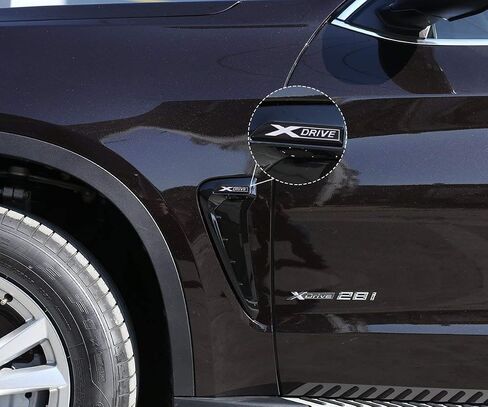 Car Xdrive Emblem Shark Gills Side Air Flow Fender Vent Decoration Cover Trim for BMW X5 f15 X5M F85 2014-2018 (Black+M) in Kuwait