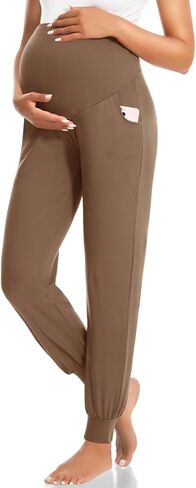 HIGHDAYS Maternity Pants with Pockets, Over Belly Women’s Maternity Leggings, Pregnancy Joggers Sweatpants for Workout in Saudi Arabia
