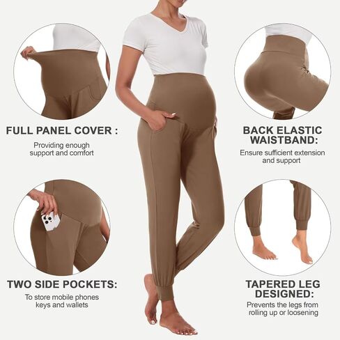 HIGHDAYS Maternity Pants with Pockets, Over Belly Women’s Maternity Leggings, Pregnancy Joggers Sweatpants for Workout in Saudi Arabia