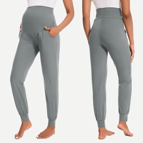HIGHDAYS Maternity Pants with Pockets, Over Belly Women’s Maternity Leggings, Pregnancy Joggers Sweatpants for Workout in Saudi Arabia