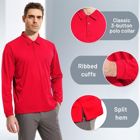 MIER Men's Quick Dry Polo Shirts Polyester Casual Collared Shirts Short Sleeve, Moisture-Wicking, Sun Protection in Saudi Arabia
