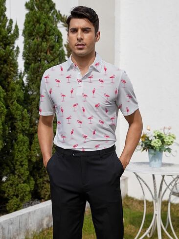 قمصان جولف مضحكة للرجال، قميص بولو هاواي بأكمام قصيرة، ملابس صيفية ماصة للرطوبة، أداء جاف in Kuwait