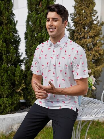 قمصان جولف مضحكة للرجال، قميص بولو هاواي بأكمام قصيرة، ملابس صيفية ماصة للرطوبة، أداء جاف in Kuwait