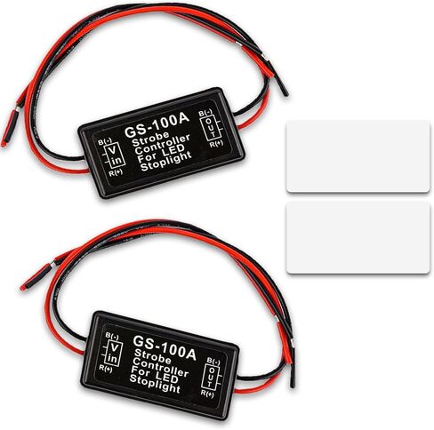 قطعتان من وحدة التحكم في ضوء السيارة 12-24 فولت، وحدة التحكم في الفرامل العالية، وحدة تحكم فلاش ستروب، نصائح أمان الضوء الخلفي، للدراجات النارية والشاحنات (أسود) in Kuwait