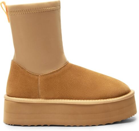 DREAM PAIRS Mid Calf Platform Winter Boots for Women Genuine Suede Upper, Elastic Lycra Shaft Snow Boots with Warm Faux Fur Lined for Outdoor Indoor Fashion Dressy in Saudi Arabia