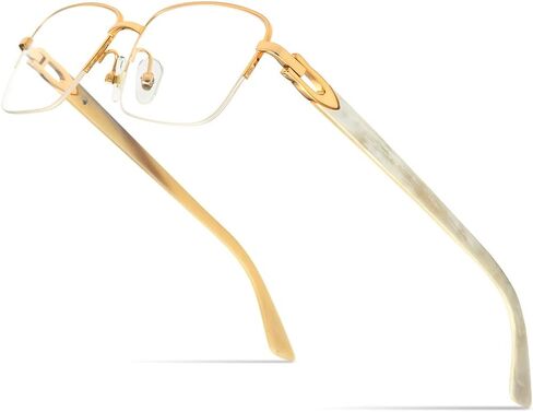 HEPIDEM Really Buffalo Horn Handmade Glasses Frame Square Semi Rimless Buffs Eyeglasses in Saudi Arabia
