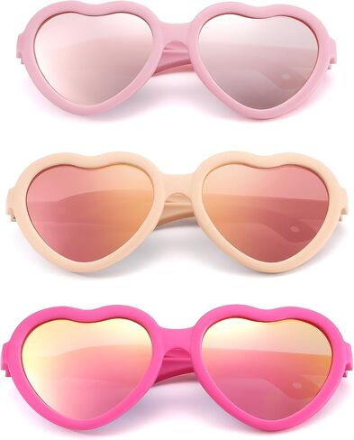Kids Heart Polarized Sunglasses - TPEE Rubber Flexible Toddler Sunglasses with Strap for Girls Boys Age 2-8 in Saudi Arabia