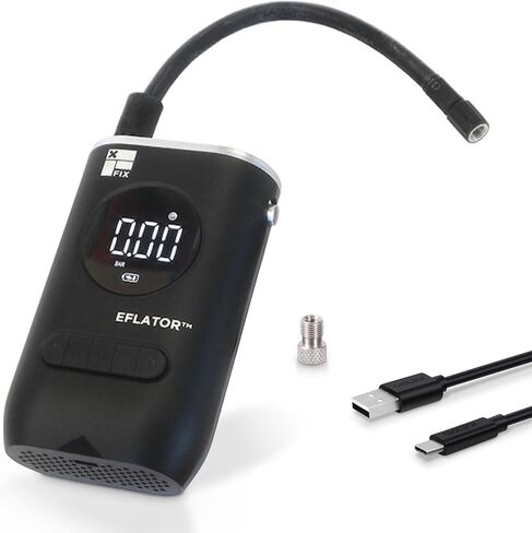 منفاخ الإطارات Eflator | دراجة نارية مضخة هواء ضاغط دراجات MTB، مضخة دراجة كهربائية للسيارات محمولة | صمام بريستا وشرايدر | بطارية 2000 مللي أمبير | 4 التضخم المحدد مسبقا | مصباح يدوي LED in Kuwait