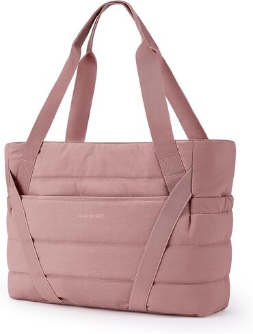 BAGSMART Tote Bag for Women with Zipper, Quilted Tote Bag Gym Tote with Yoga Mat Straps for Travel Sport in Kuwait