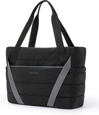 BAGSMART Tote Bag for Women with Zipper, Quilted Tote Bag Gym Tote with Yoga Mat Straps for Travel Sport in Saudi Arabia