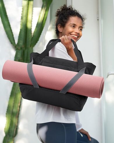 BAGSMART Tote Bag for Women with Zipper, Quilted Tote Bag Gym Tote with Yoga Mat Straps for Travel Sport in Saudi Arabia