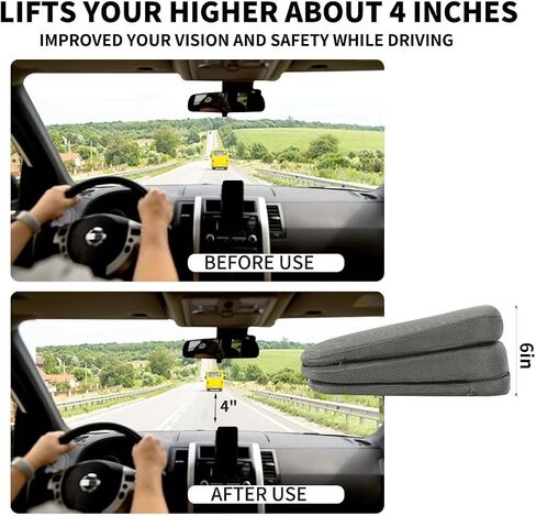 HOMBYS Adjustable Car Booster Seat for Short Drivers, 3 Heights for Different People to Raise The Height, Breathable & Supportive Car Seat Cushion Pad for Lower Back Pain Relief in Saudi Arabia