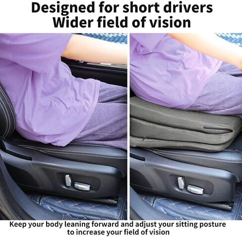 HOMBYS Adjustable Car Booster Seat for Short Drivers, 3 Heights for Different People to Raise The Height, Breathable & Supportive Car Seat Cushion Pad for Lower Back Pain Relief in Saudi Arabia