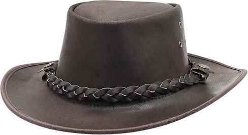 SideWinder Austrailian Genuine Leather Western Style Cowboy Hat Wide Brim Real Water Resistant Outback Vintage in Saudi Arabia