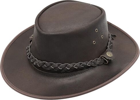 SideWinder Austrailian Genuine Leather Western Style Cowboy Hat Wide Brim Real Water Resistant Outback Vintage in Saudi Arabia