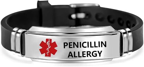 Red Medical Alert ID Bracelet Emergency First Aid Laser Engraved Health Alert Adjustable Silicone Wristband Bracelet in Saudi Arabia