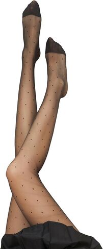 MakeMeChic Women's 3 Pairs Polka Dots Pantyhose Sheer Mesh High Waisted Tights Stocking with Reinforced Toes in Saudi Arabia