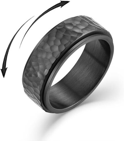 Fidget Spinner Ring for Men Stainless Steels Black Mens Anxiety Rings Relieving Fit for Daily Wear in Kuwait