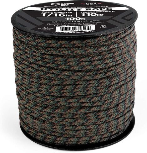 Atwood Rope MFG 1/16 Utility Cord 1.6mm x 100ft Reusable Spool | Tactical Nylon/Polyester Fishing Gear, Jewelry Making, Camping Accessories (Black, 100) in Saudi Arabia