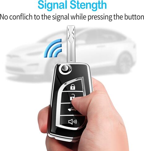 Tukellen for Toyota Key Fob Cover Special Soft TPU Key Case Key Shell Compatible with Fortuner Tundra Camry RAV4 Highlander Challenger Key Shell (Silver, 4 Buttons) in Saudi Arabia