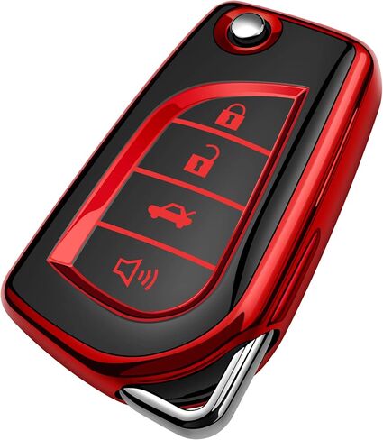 Tukellen for Toyota Key Fob Cover Special Soft TPU Key Case Key Shell Compatible with Fortuner Tundra Camry RAV4 Highlander Challenger Key Shell (Silver, 4 Buttons) in Saudi Arabia