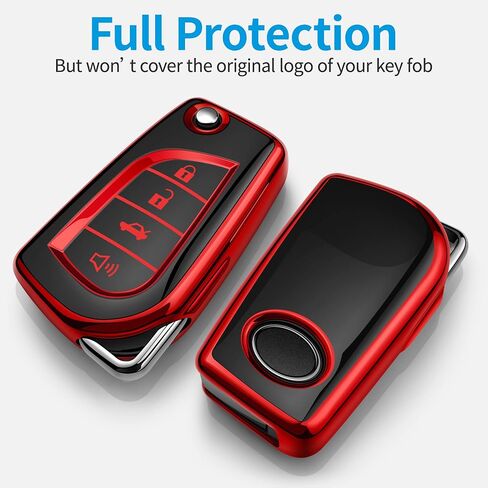 Tukellen for Toyota Key Fob Cover Special Soft TPU Key Case Key Shell Compatible with Fortuner Tundra Camry RAV4 Highlander Challenger Key Shell (Silver, 4 Buttons) in Saudi Arabia