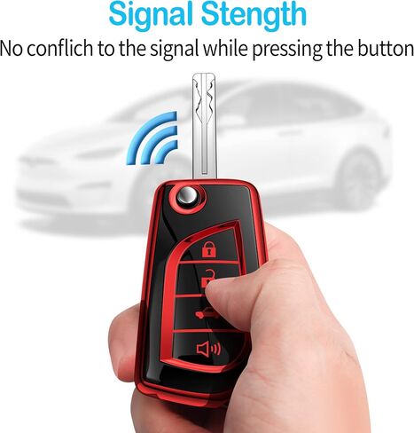 Tukellen for Toyota Key Fob Cover Special Soft TPU Key Case Key Shell Compatible with Fortuner Tundra Camry RAV4 Highlander Challenger Key Shell (Silver, 4 Buttons) in Saudi Arabia
