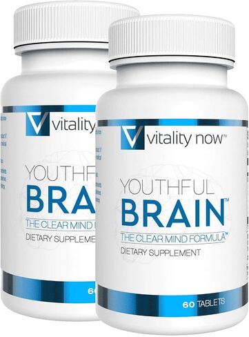 Youthful Brain | Memory & Brain Health Support Supplement - Brain Booster Clarity with Bacopa Monnieri, Ginkgo Biloba, B12 - Easy to Swallow Tablets - 30-Day Supply (60 Count) in Kuwait