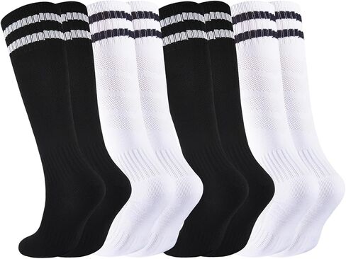 Kids Soccer Socks Boys Girls Football Socks Cushioned Athletic Socks Youth Baseball Socks Striped Knee High Socks in Saudi Arabia