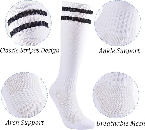 Kids Soccer Socks Boys Girls Football Socks Cushioned Athletic Socks Youth Baseball Socks Striped Knee High Socks in Saudi Arabia
