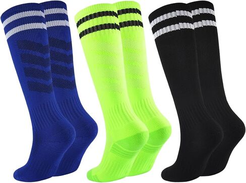 جوارب كرة قدم للأطفال للأولاد والبنات، جوارب لكرة القدم مبطنة، جوارب رياضية للشباب، جوارب بيسبول مخططة، جوارب عالية للركبة in Kuwait