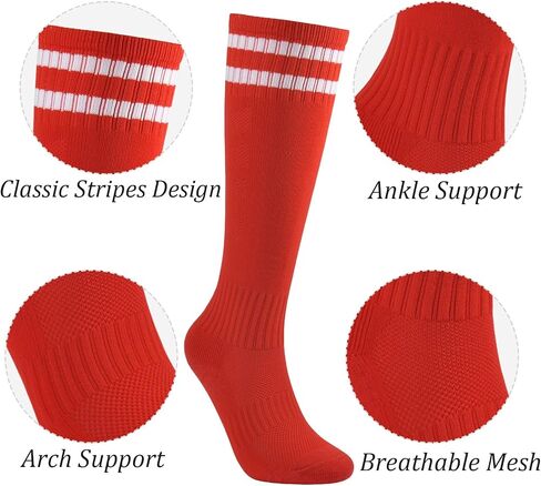 Kids Soccer Socks Boys Girls Football Socks Cushioned Athletic Socks Youth Baseball Socks Striped Knee High Socks in Saudi Arabia