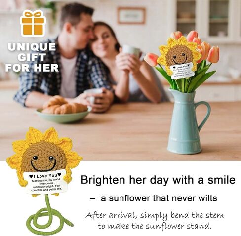 هدية عباد الشمس الكروشيه، أحبك هدايا لصديقتها، هدية عيد ميلاد رومانسية للزوجة من الزوج، ذكرى زواج لطيفة، أفكار هدايا عيد الحب لعيد الميلاد قطعة واحدة in Kuwait