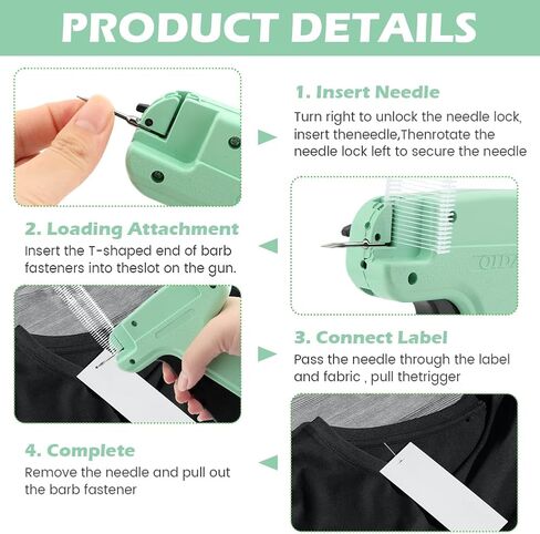 2006 Pcs Tagging Gun for Clothing,Retail Price Tag Attacher Gun Kit with 5 Steel Needles and 2000 Pcs 2" Standard Plastic Barbs Fasteners for Clothes Store Warehouse Garage Yard Sale in Saudi Arabia